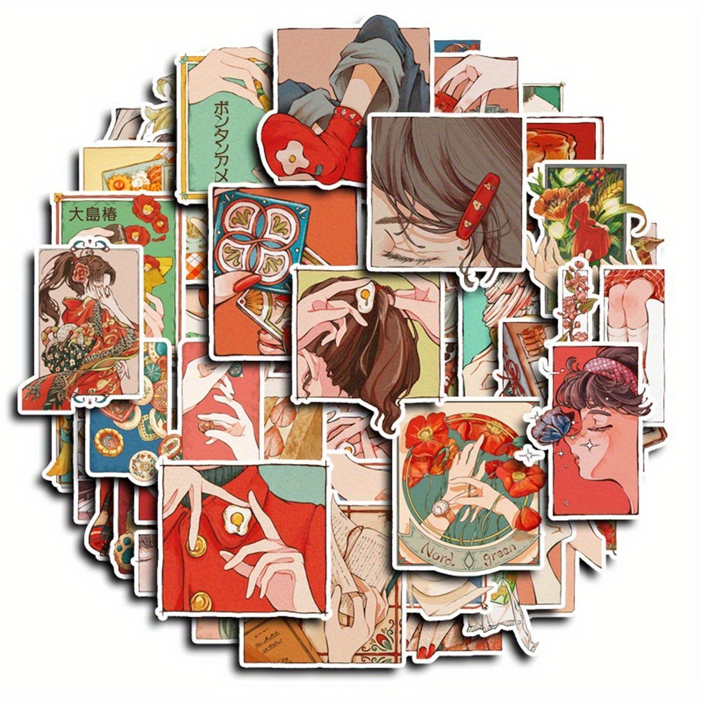 50 Buah Stiker Gaya Vintage Tr - Lifestyle Of Japanese ulasan dan harga